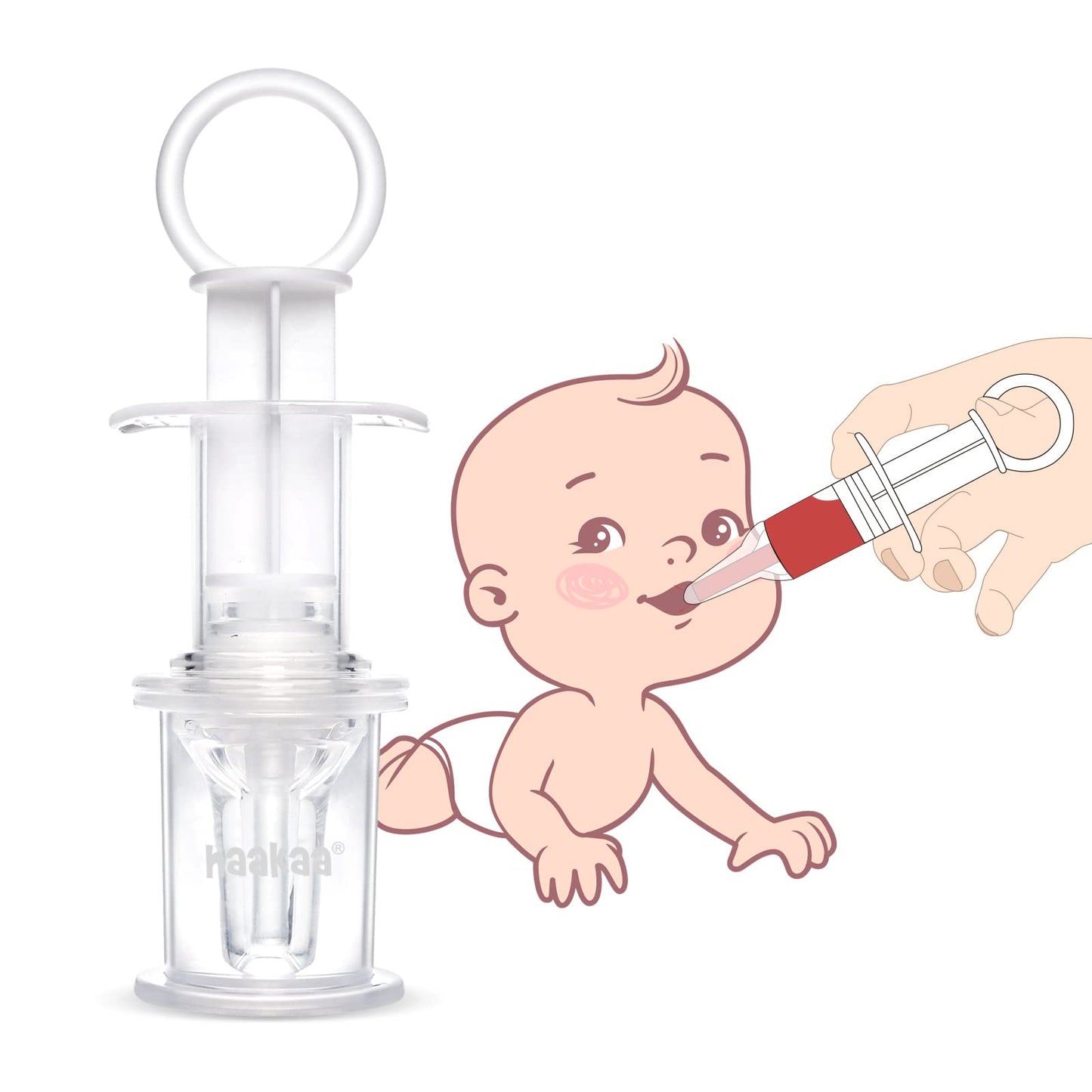 haakaa Baby Oral Feeding Syringe Pacifier Liquid Medicine Dispenser with Oral Syringe Infant Baby Oral Syringe & Dispenser Newborn Baby Syringe Feeder 1 Count (Pack of 1)