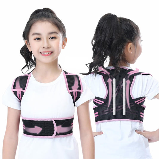 GGFSSQ Posture Corrector For Kids - Back Brace Posture Corrector - Spine Corrector Adjustable Upper Back Posture Brace Prvent Children Humpback (Pink L)